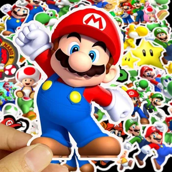 

50pcs Super mario anime cartoon 90s paster gift cosplay funny decals scrapbooking diy phone laptop waterproof decorations paster