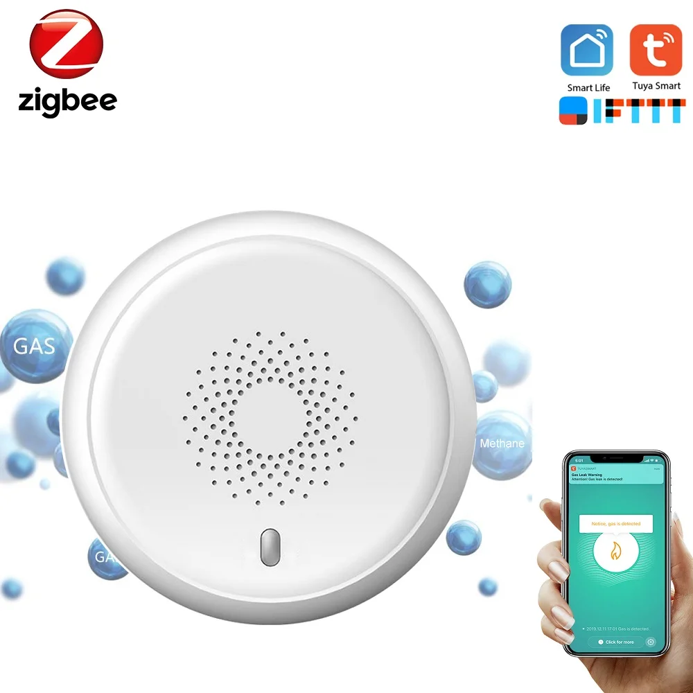 Смарт-детектор газа ZigBee детектор утечки горючего CH4 со встроенной сиреной и
