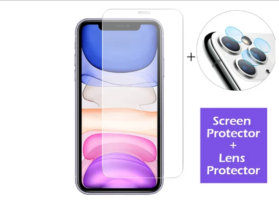 2 шт 2 в 1 закаленное стекло для iPhone 7 8 plus 11 Pro max XS XR Защита экрана для iPhone 6 6s plus X XR 11