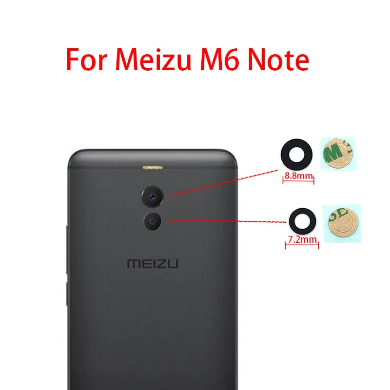 2 шт./лот, задняя Камера Стекло объектив для Meizu M2 M3 M3s MX4 MX5 Meizu Pro 6 Plus M6 M6S M6T фотоаппаратов моментальной печати 7S 16TH V8 Примечание - Цвет: M6 Note