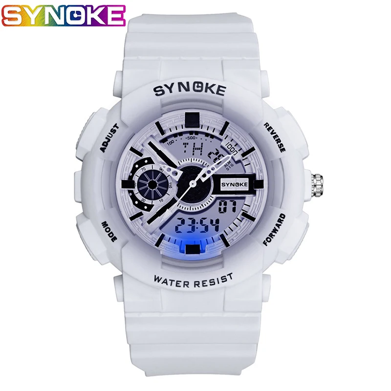 

SYNOKE Digital Watch Men Women Multifunction Led Colorful Light Watch Shock Resistant 3 Bar Waterproof Cool Fashion Sport Watch