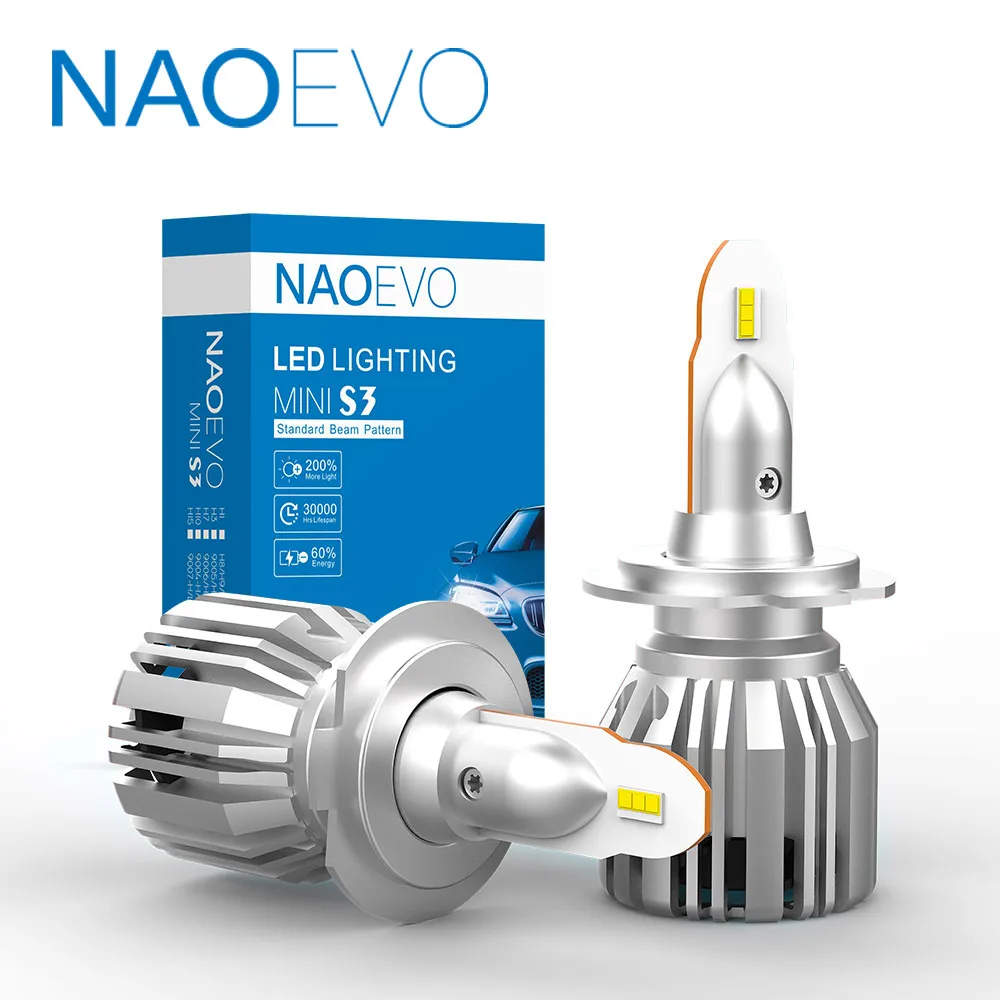 NAOEVO, faro LED H7 H4 H11 HB4 HB3 H9 H8 H1 para coche, luz antiniebla