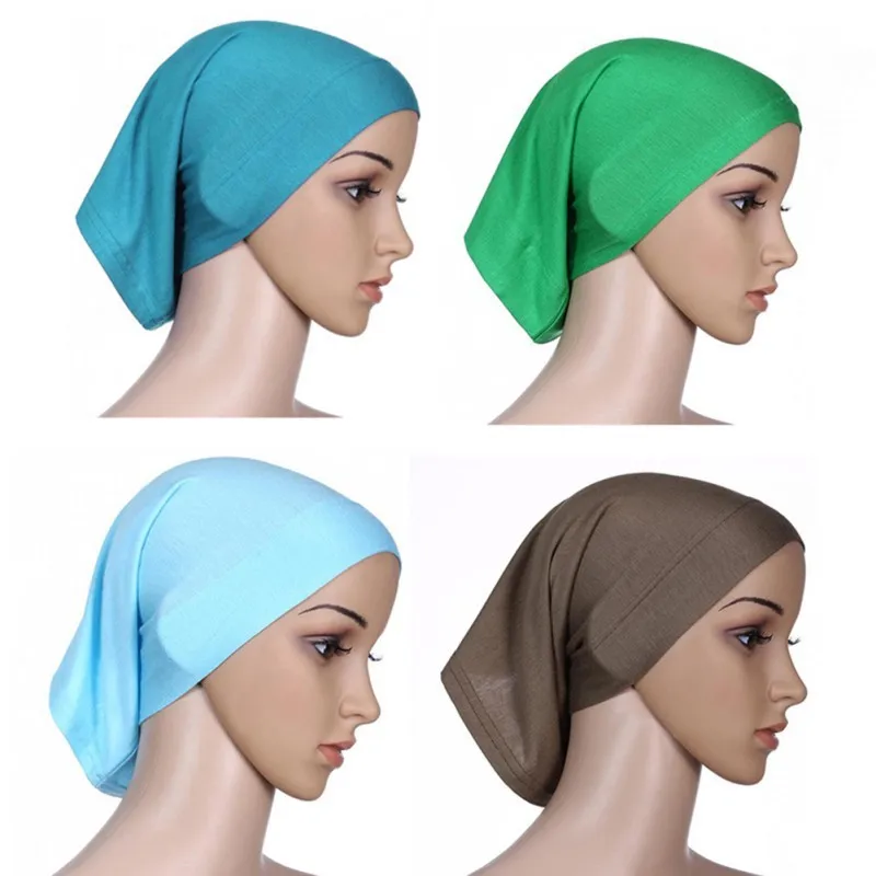 Women Ladies Under Scarf Hijab TIE BACK Bone Bonnet Cap 17 Colours Stretchable 