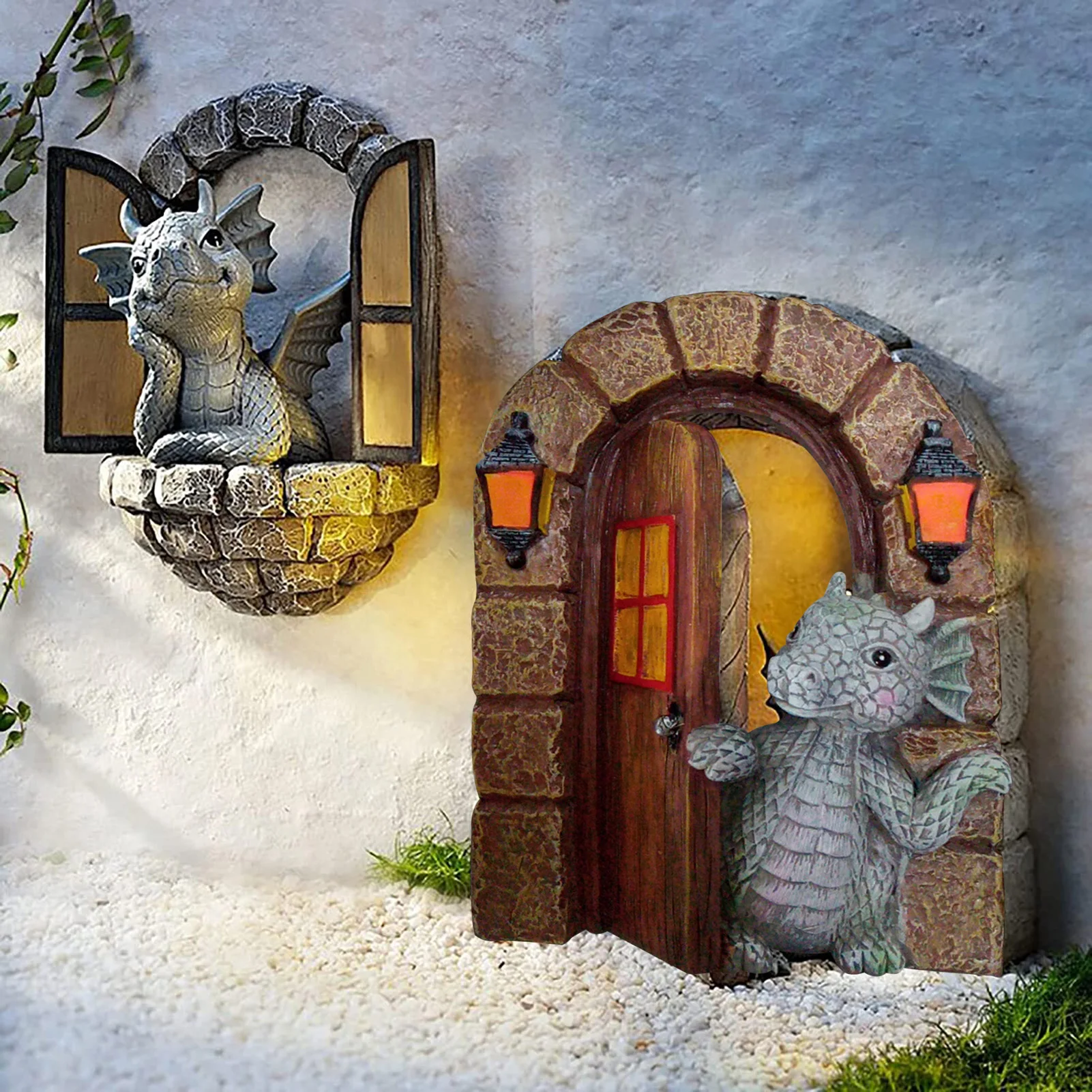 Miniature Fairy Gnome Window Door Figurines Elf Home For Yard Art Garden Sculpture Statues Decor Outdoor Decor Fairy Garden miniature figurines miniature ornament