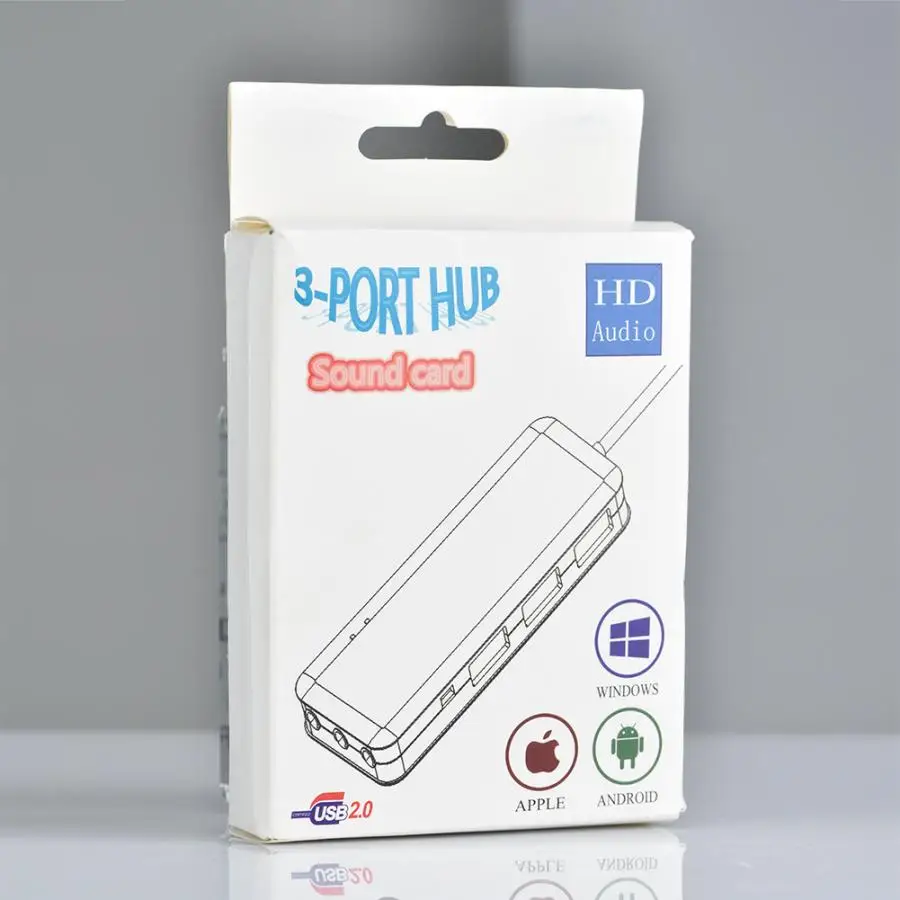 3 порта USB 2,0 концентратор+ наушники+ микрофон 7,1 CH Звуковой адаптер многопортовый разветвитель