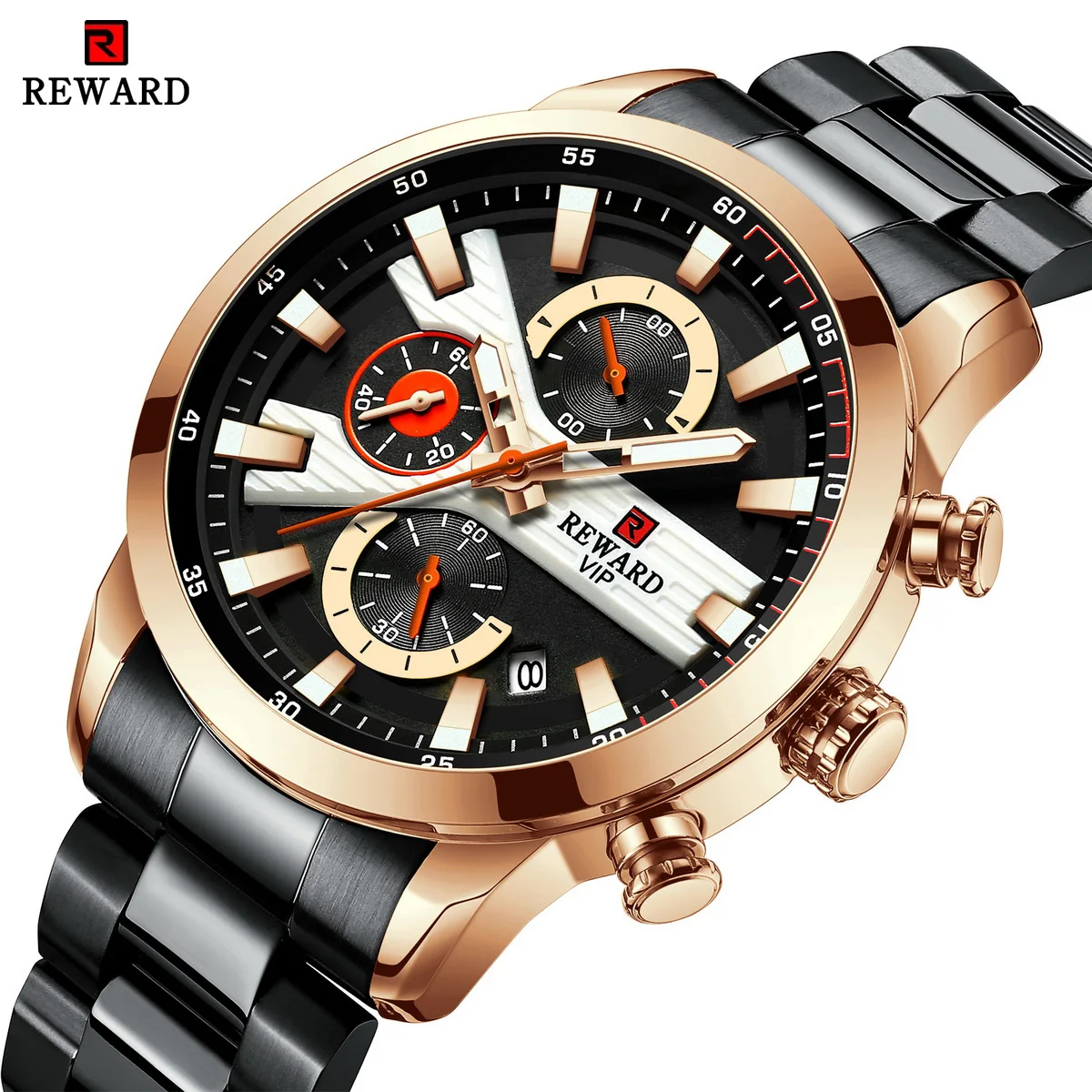 

REWARD Luxury Quartz Watch for Men Analog Quartz Mens Wristwatches Waterproof Chronograph Watches With Date Luminous Pointer