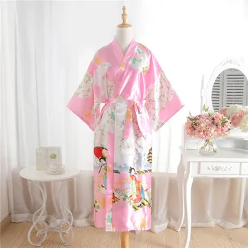 

Long Sexy Women Night Wear Casual Sleepwear Print Satin Lounge Kimono Bathrobe Gown Summer New Novelty Red Intimate Lingerie