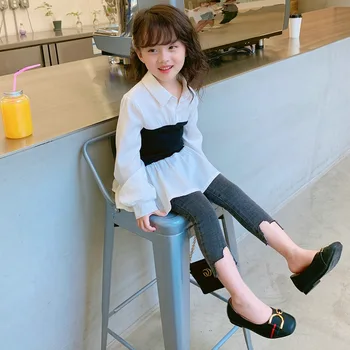 

Girl's Shirt Mori Lady's Shirt Long Shirt Dress autumn New Children's Clothing girls ruffle shirt