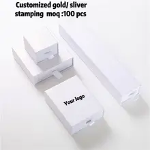 100 шт./лот коробка на заказ белый ящик картонная коробка упаковка серьги браслет ожерелье подвеска коробка тиснение фольгой логотип