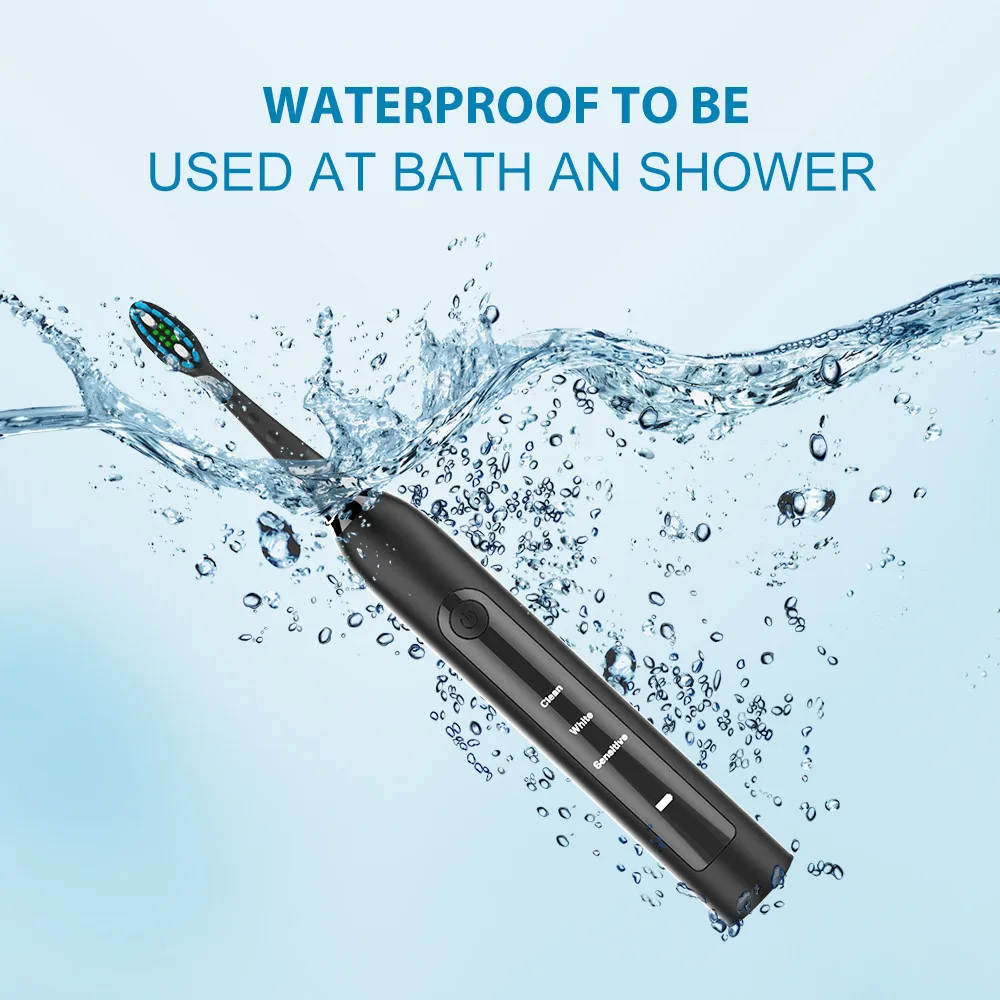

Sonicool 051B Ultrasonic Sonic Electric Toothbrush USB Rechargeable Tooth Brushes With 4 Pcs DuPont Brush Heads Tooth Cleaning