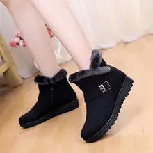 Зимние сапоги женские зимние теплые меховые женские модные ботильоны на платформе с пряжкой удобная повседневная женская обувь; большие размеры; st480