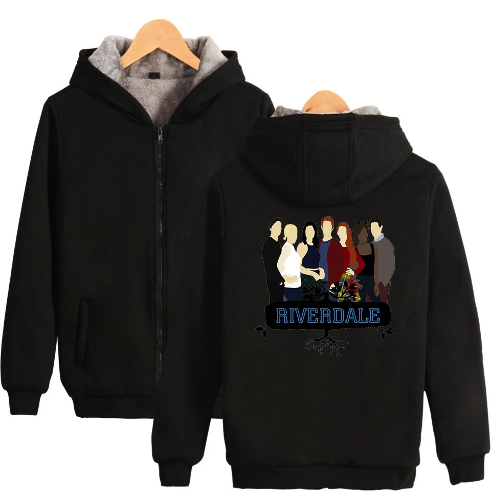 Hoodies Mans Jacket Winter High Quality River Valley Town print Men Casual Fleece Liner Men Sweatshirts Hoody