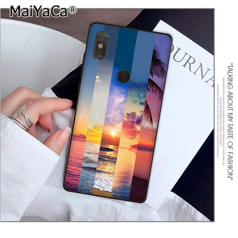 Maiyaca Aloha Musim Panas Garis Pohon Palem Hitam Soft Shell Ponsel Cover untuk Xiaomi 8 9 Se Redmi 6 Pro 6A 4X7 Note 5 7 Ponsel