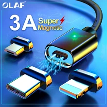 Cabo magnético olaf para celulares, fio tipo c para carregamento rápido de celulares iphone, samsung, xiaomi, huawei usb usb