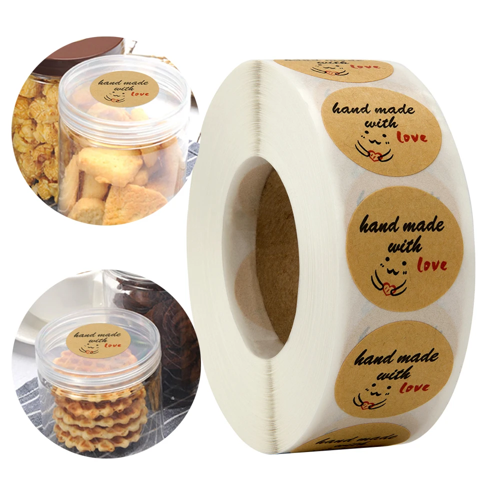 

500PCS Handmade With Love Stickers Seal Labels Christmas Decorations for Home Hand Made Tags Red Love Heart Cute Snowman Sticker