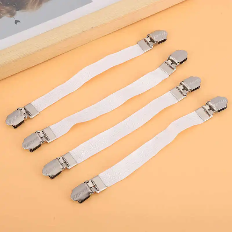 Elastic Bed Sheet Grippers - Double Head Clips for Secure Fit | Home Textile Organizer Set (4pcs)