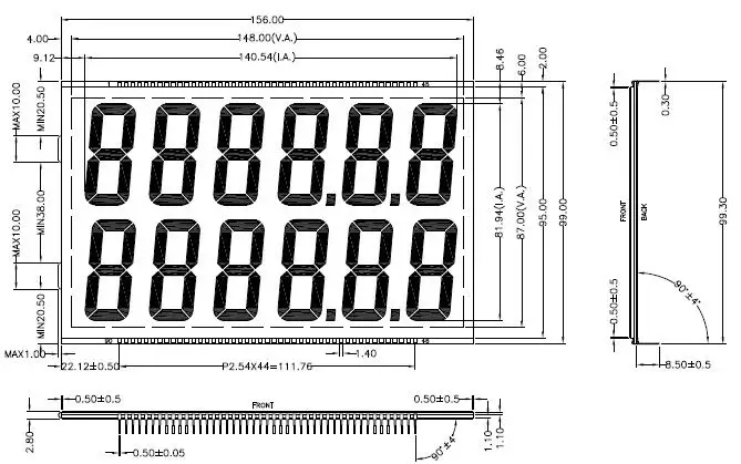 Maithoga 90PIN HTN двойной 6-знака после запятой сегментная жидкокристаллическая панель 3-5 вольт постоянного тока(без Подсветка