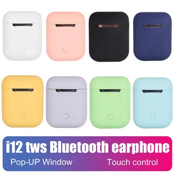 

i12 TWS Bluetooth Earphones Wireless HIFI Headphones Mini Earbuds matte case for Iphone Xiaomi Redmi Samsung coloful headset