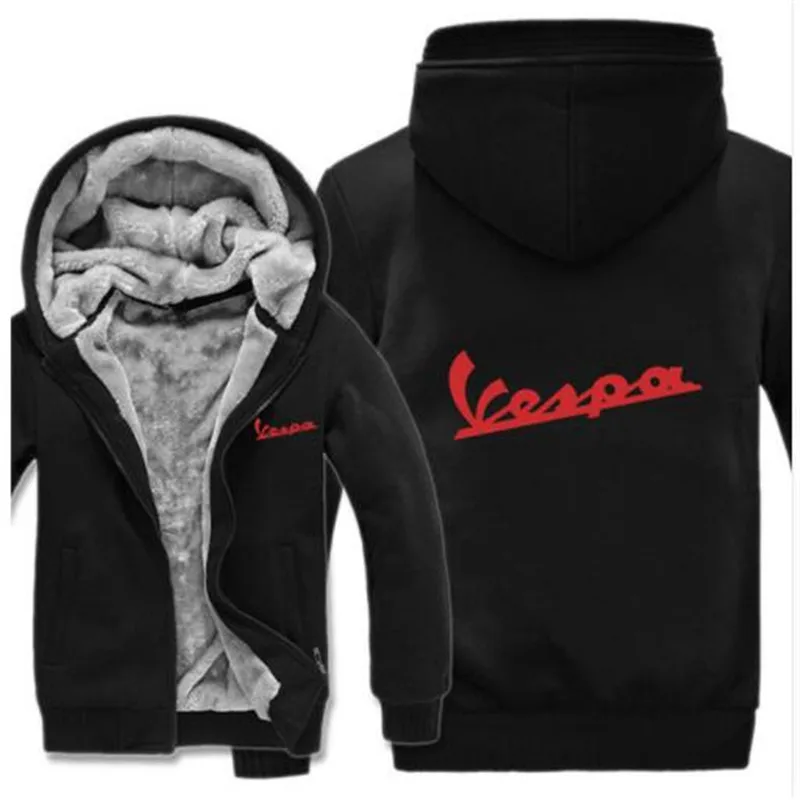 Vespa толстовки зимняя мужская куртка повседневная шерстяная подкладка флисовая Vespa скутер толстовки пуловер с капюшоном