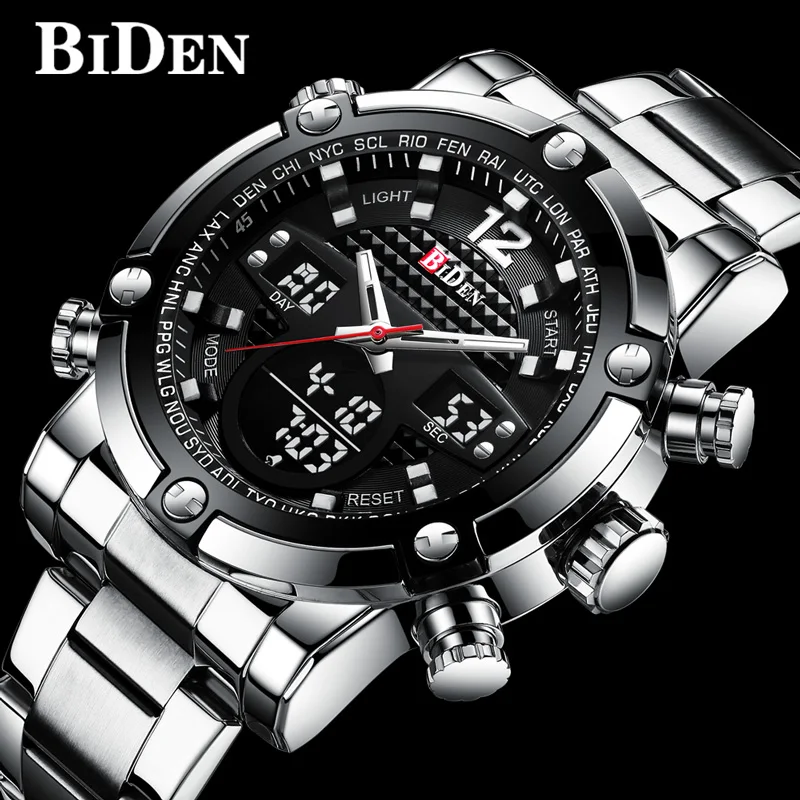 Модный бренд BIDEN мужские часы Военные мужские часы Цифровые кварцевые светодиодный спортивные наручные часы для мужчин Relogio Masculino