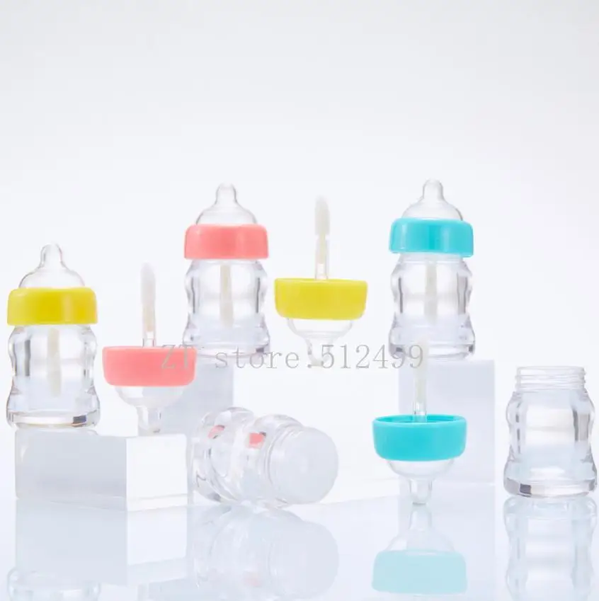 

7ml Milk Bottle Lip Gloss Tube Bottle Empty Lipgloss Tube Plastic Transparent/Yellow/Pink Lip Gloss Cosmetic Packaging Container