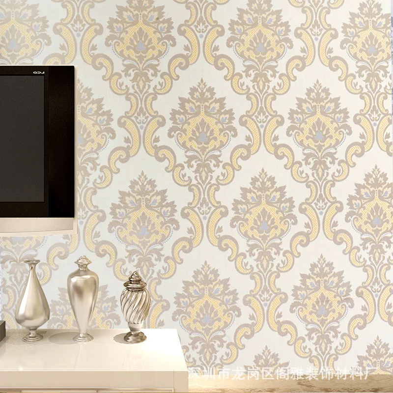 

Damascus European Style Wallpaper Self-Adhesive PVC Waterproof Bedroom Living Room Wall 3D Renovation Adhesive Paper Wallpaper