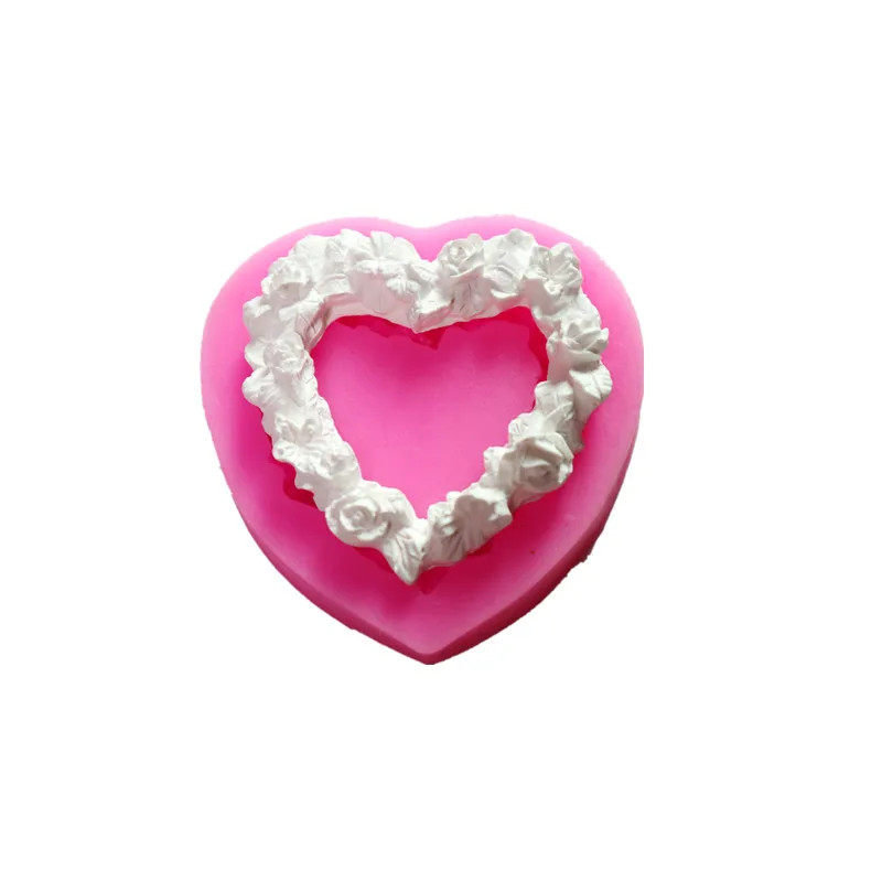 Сердце Роза торт украшение глина помадка формы Арома воск силиконовая форма для автомобиля подвеска гипсовая форма