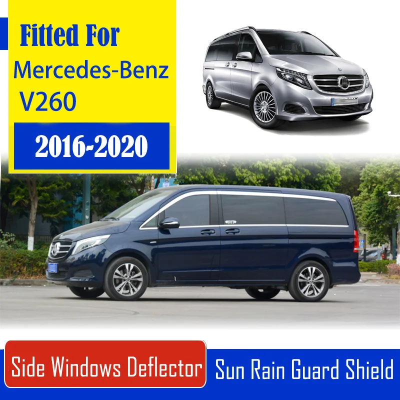 

1 Set Chrome Side Vent Sun Shade Window Visors Rain Guard Deflectors For Mercedes-Benz V260 2016-2020