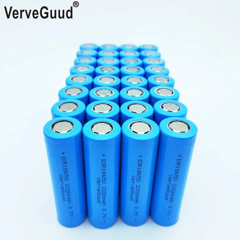 VerveGuud 32 шт реальная емкость 2200mAh 3,7 v 18650 литий-ионная аккумуляторная батарея для ICR18650-22F игрушки с мигающими огнями батареи