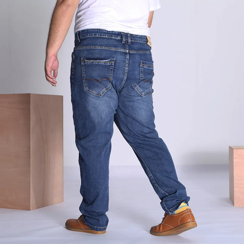 Black Jeans Men Blue Big Large Plus Size 46 48 50 52 150KG Mens Jean Elastic High Waist Man Loose Straight Denim Pants Trousers Black Jeans Men Blue Big Large Plus Size 46 48 50 52 150KG Mens Jean Elastic High Waist Man Loose Straight Denim Pants Trousers