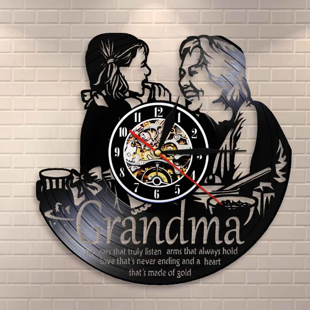 Grandma And Granddaughter Personalized Wall Clock Wall Art Vinyl Record Clock Mama Quotes Housewarming Gift For Grandmother Wall Clocks Aliexpress