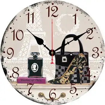 

WONZOM Perfume Tower Modern Wooden Cardboard Clock,Round Wall Clock for Home Decor Living Room 6-16 inch