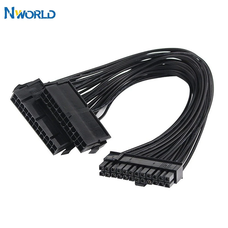 ATX 24Pin 2 Dual Molex PSU Power Supply Cord Motherboard Adapter Cable Starter Extender Synchronous For Computer Connect Mining
