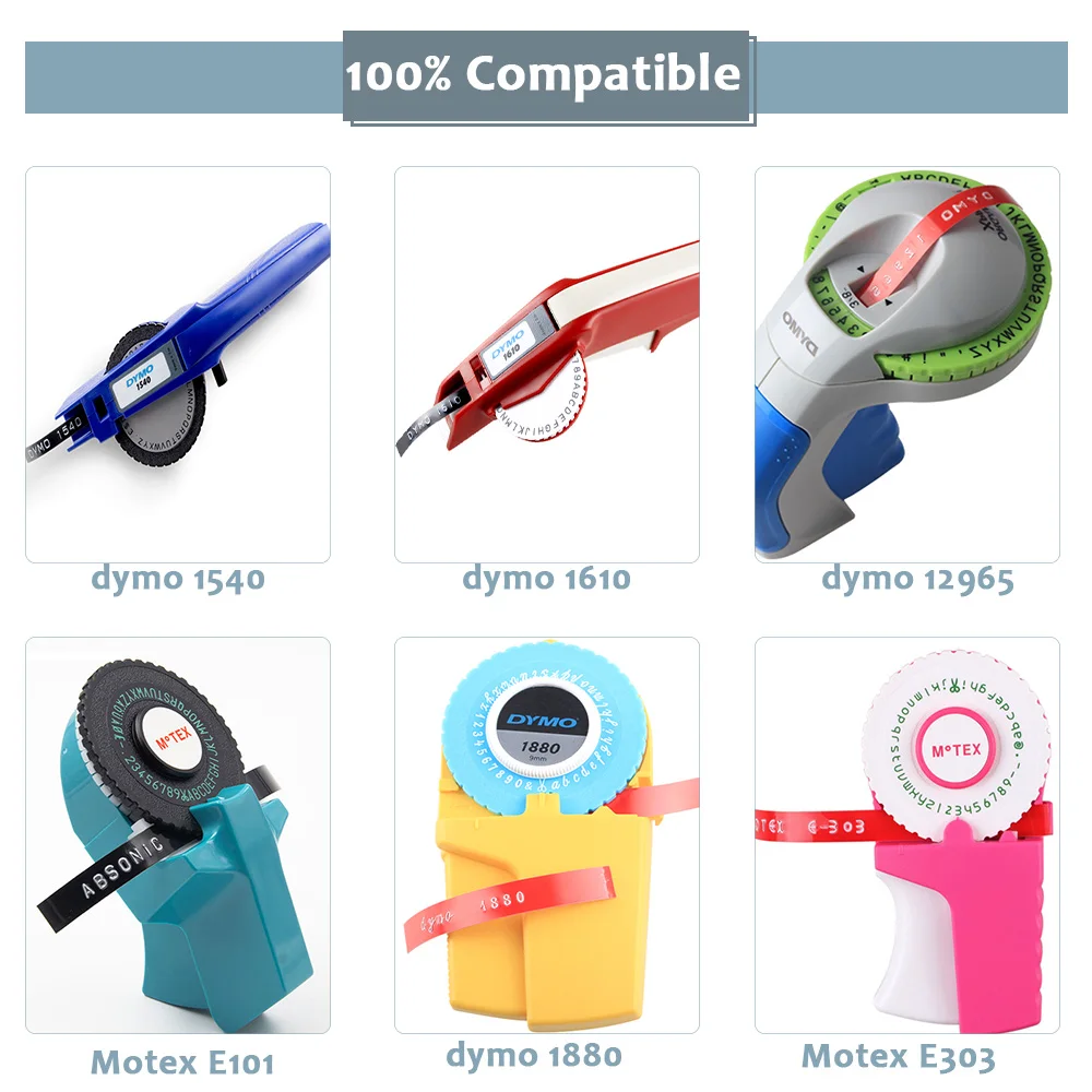 Absonic 2PK 9 мм 3D для тиснения ленты этикеток из ПВХ совместимый с Dymo 1610 1880 12965 ручные