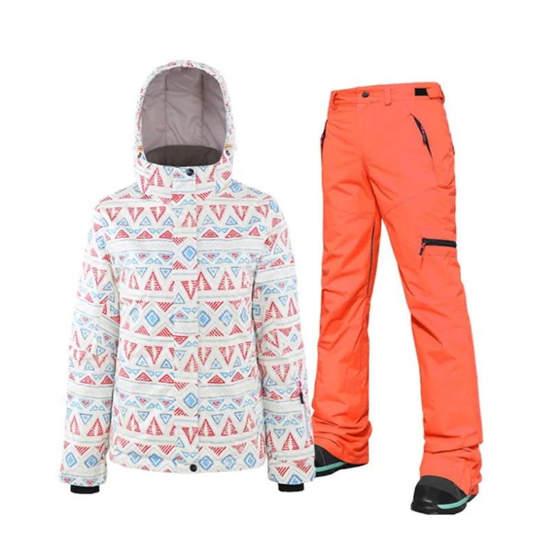 Зимний лыжный костюм для женщин, Высококачественная лыжная куртка, брюки, зимний теплый водонепроницаемый ветрозащитный лыжный сноубординг, женский лыжный костюм s - Цвет: 1