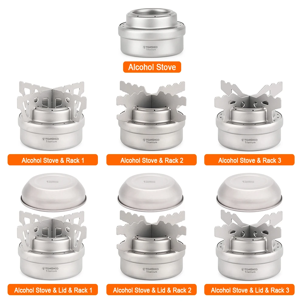 TOMSHOO Mini Camping Stove Titanium Alcohol with Lid Cross Stand Rack Outdoor Equipment Cookware 캠핑용품 | Спорт и развлечения