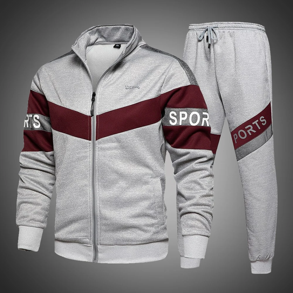 Chándal para hombre, ropa deportiva para correr, conjunto de 2 piezas, ropa informal de invierno, chándal de lana, traje de chándal de moda a rayas de alta calidad
