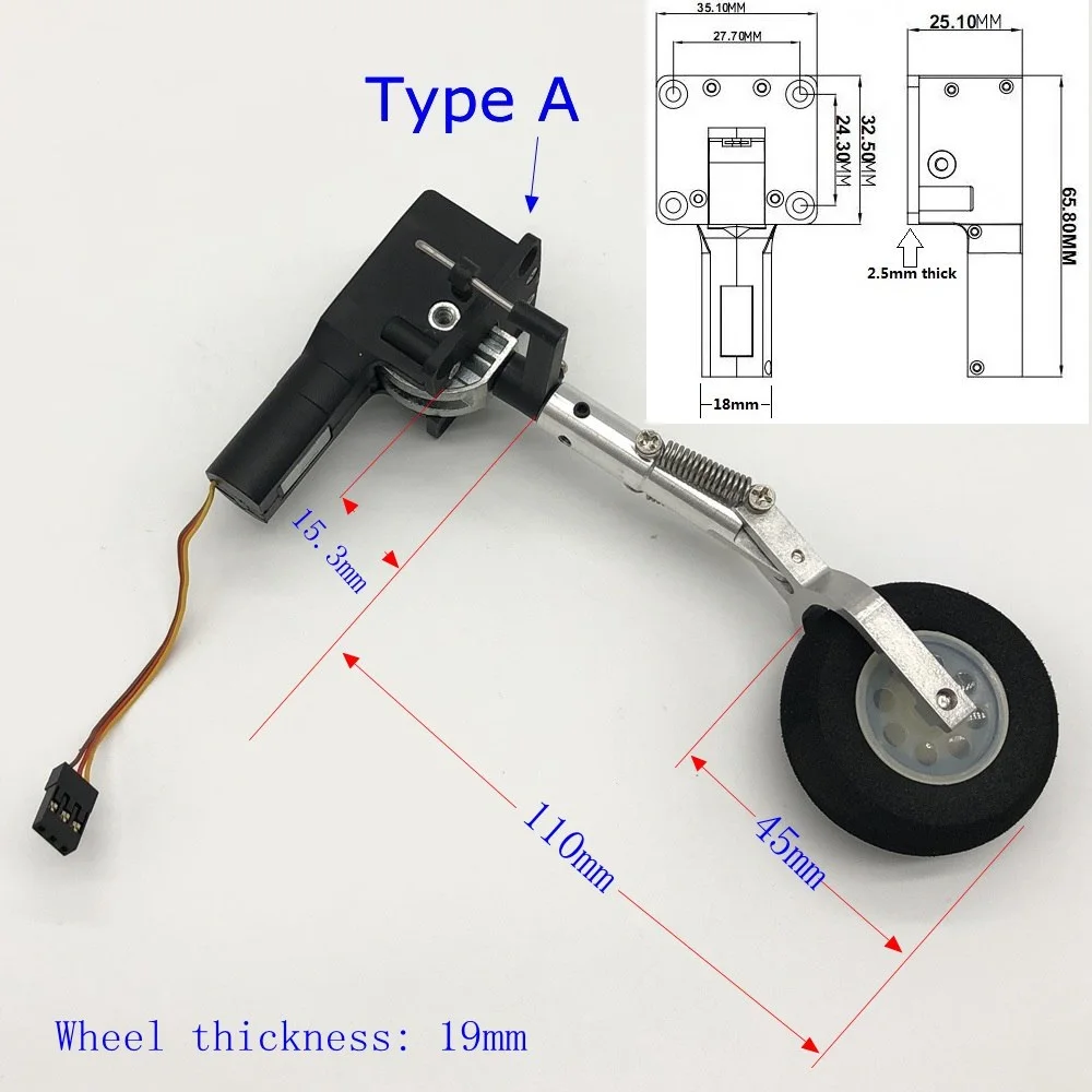 Одно колесо выдвижной нос шасси для RC самолетов и самолетов - Цвет: Type A 110mm Height