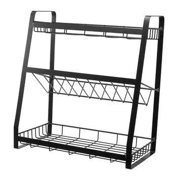 

3 Layer Dish Drainer Iron Art Kitchen Cutlery Drain Rack Utensils Storage Organizer Rustproof Multi-function seasonings Shelf