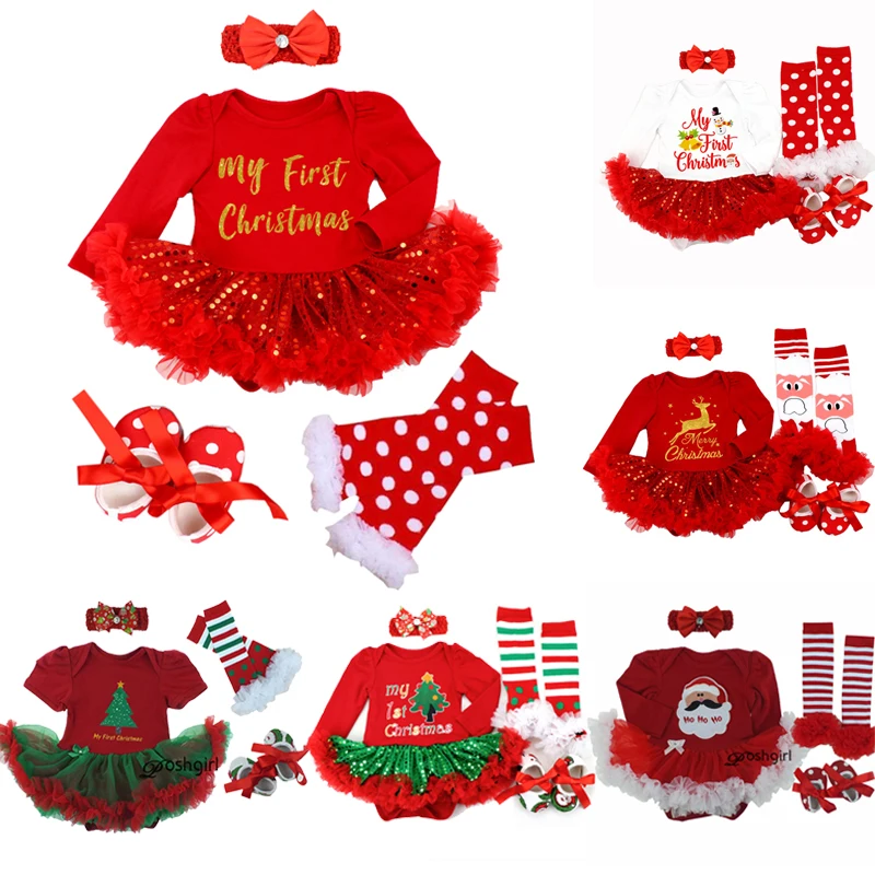  Newborn Baby Girl Clothes Baby Girls Clothing Set Fancy Christmas Bebe Baby Clothes Set Ruffle Tutu