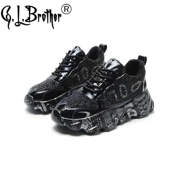

2020 Autumn Winter Celebrity Crystal Dad Shoes Chunky Sneakers Platform Women's Sports Casual Women's Vulcanize Shoes All-match