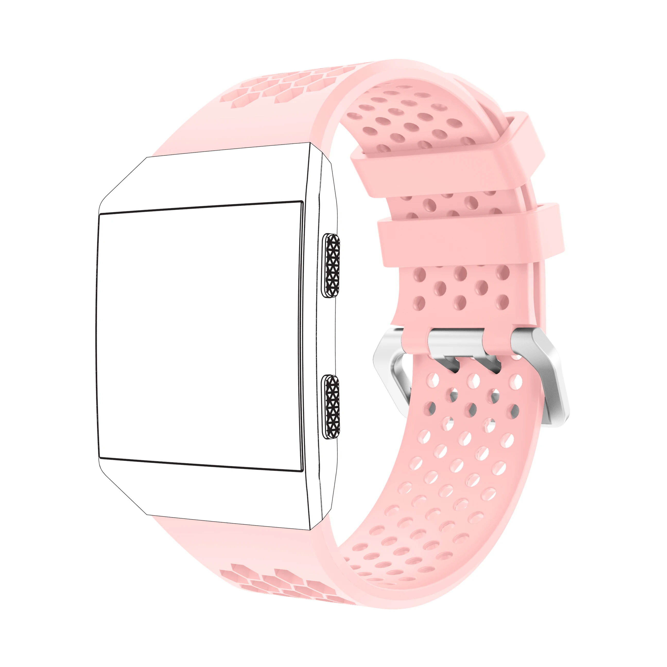 Pink Yayuu совместимый для Fitbit Ionic Смарт-часы мягкий силиконовый ремешок регулируемый ремешок для часов замена спортивный дышащий ремешок - Цвет: Pink