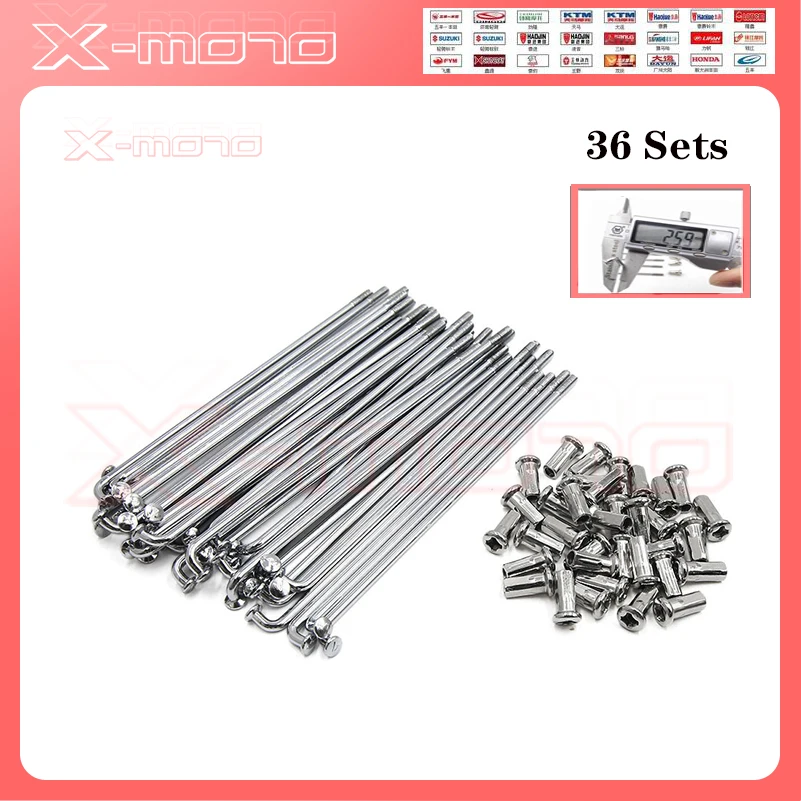 Dirt Bike Wheel Spoke 12G Steel Diameter 2.6 mm Motorcycle Spokes Sliver Round Body Length&Angle&Height Customize Bike Spokes