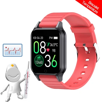 

Body Temperature Smart Bracelet T96 Waterproof Bluetooth Camera Music Heart Rate Blood Pressure Watch For IOS Android Bracelet