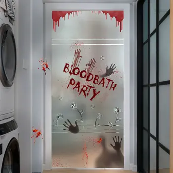 

New Foggy Halloween Bloodbath Party Fake Blood Handprint Stickers Scream Horror Halloween Decorations Halloween Props