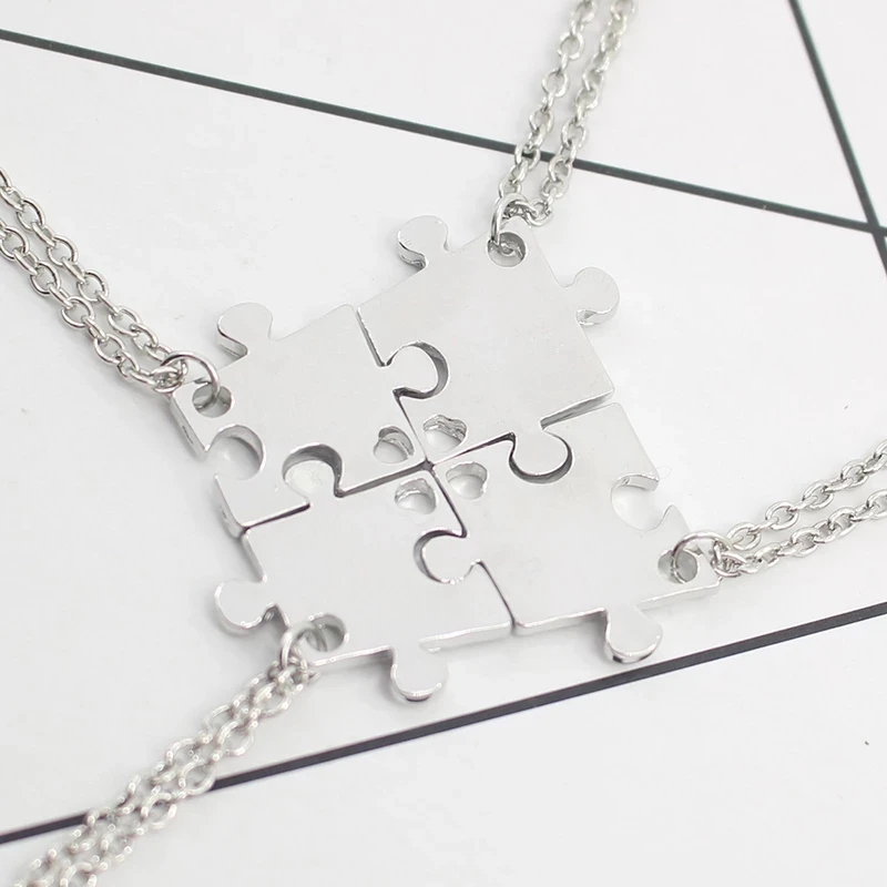 Best Friend Forever Jigsaw Puzzle Necklace for 4 - Best Friend Jewelry