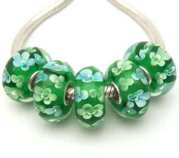 

JGWG1228 5X 100% Authenticity S925 Sterling Silver Beads Murano Glass beads Fit European Charms Bracelet diy jewelry Lampwork