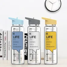 Bpa Free 750 мл Тритан Спортивная уличная соломенная бутылка для воды со шкалой и популярным слоганом бутылка для питья подарок для друга