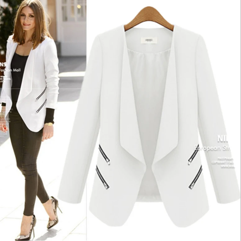 

Genuine Slim Fit Small Suit Spring and Autumn Personality Zipper Pocket Jacket