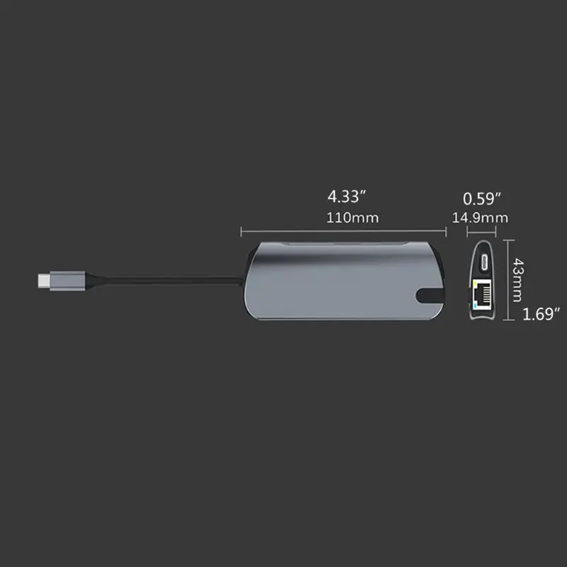 

USB Hub Type C to USB3.0 RJ45 VGA Power Adapter Splitter Type C for macBook